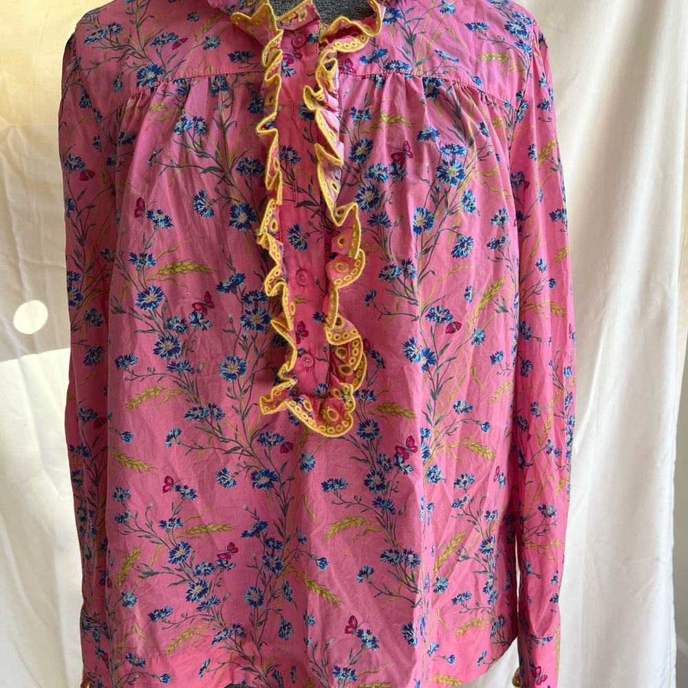 J Crew blouse with Liberty print fabric